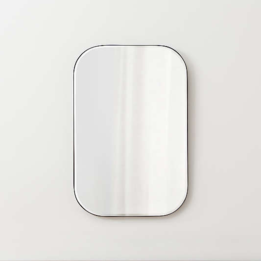 Edge Black Rounded Rectangle Wall Mirror 36"x24"