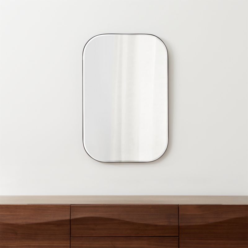 Edge Black Rounded Rectangle Wall Mirror 36"x24" - image 5 of 12