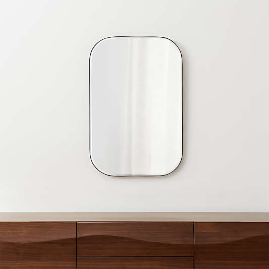 Edge Black Rounded Rectangle Vanity Mirror 36"x24"