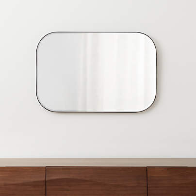 Edge Black Rounded Rectangle Wall Mirror 36"x24"