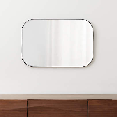 Edge Black Rounded Rectangle Mirror, Rectangle Mirror With Curved Edges