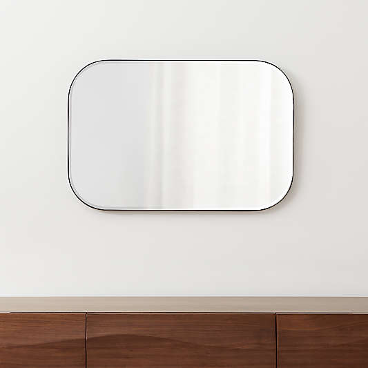 Edge Black Rounded Rectangle Wall Mirror 36"x24"