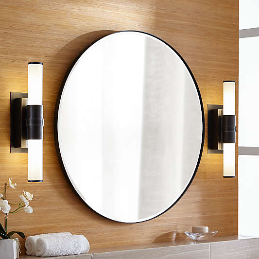 Edge Small Black Round Wall Mirror 30"