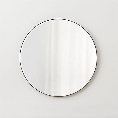 View Edge Small Black Round Wall Mirror 30" details