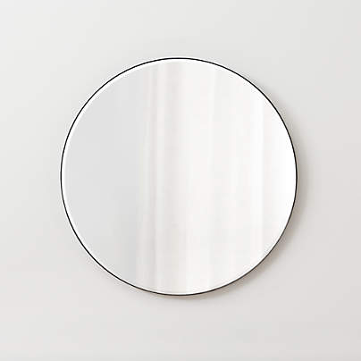 Edge Small Black Round Wall Mirror 30"