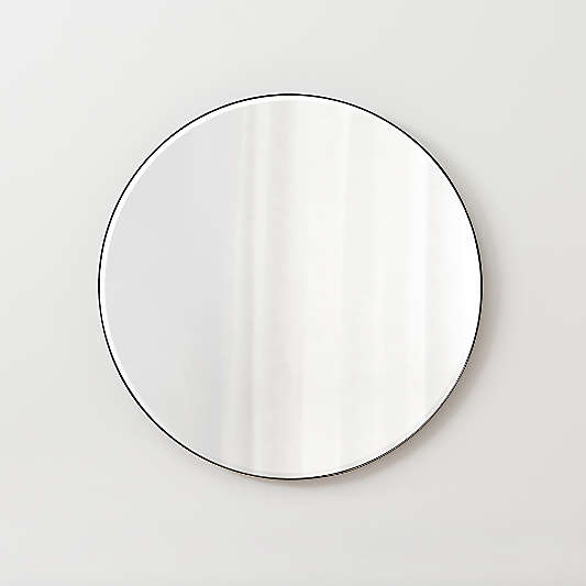 Edge Small Black Round Wall Mirror 30"