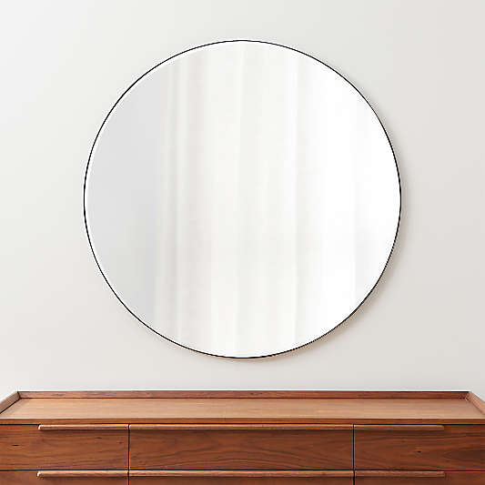 Edge Black Round Wall Mirror 48"