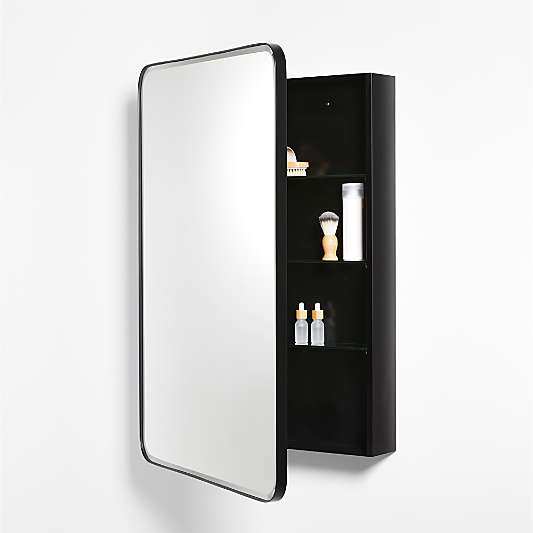 Edge Large Black Rounded Rectangle Medicine Cabinet 25.5"x36"