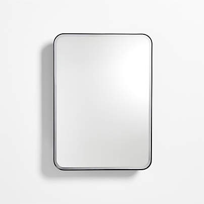 Edge Large Rounded Rectangle Silver Medicine Cabinet with Mirror ...