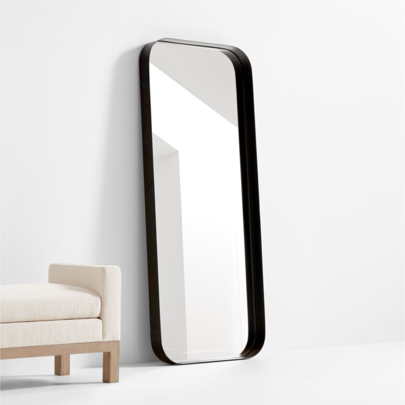 Edge Black Metal Wide Depth Floor Mirror 30"x70" - image 0 of 4