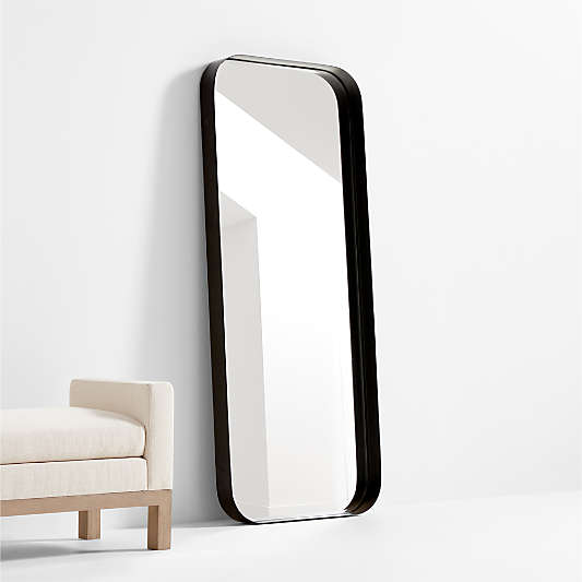 Edge Black Metal Wide Depth Floor Mirror 30"x70"