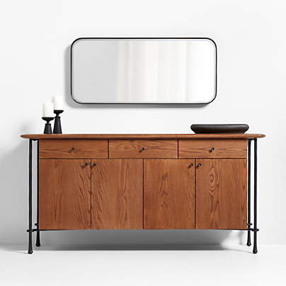 Edge Black Metal Wide Depth Wall Mirror 19"x42"
