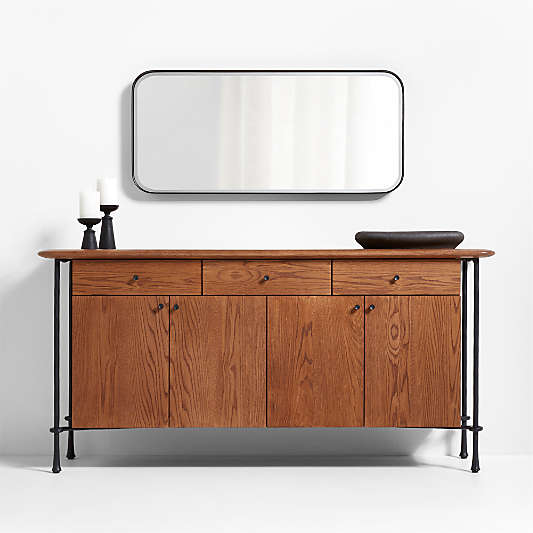 Edge Black Metal Wide Depth Wall Mirror 19"x42"