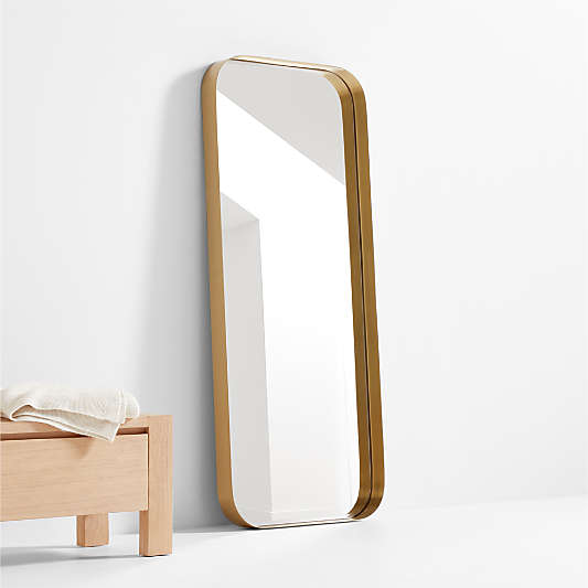 Edge Brass Metal Wide Depth Floor Mirror 30"x70"