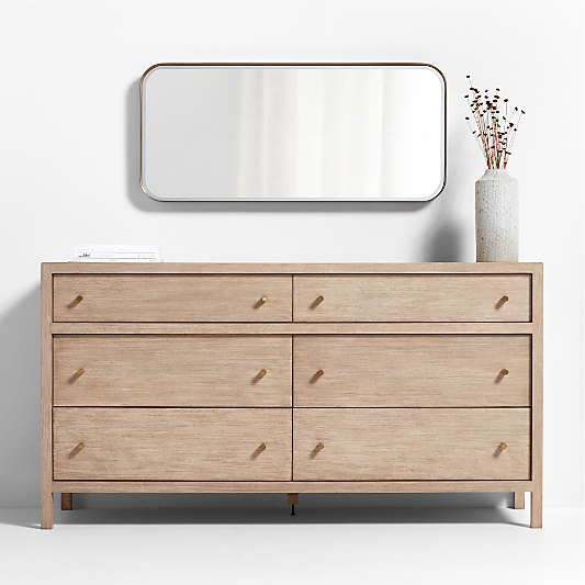 Edge Brass Metal Wide Depth Wall Mirror 19"x42"