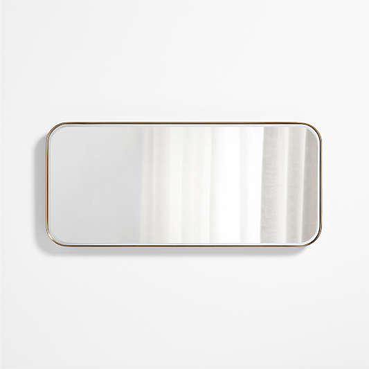 Edge Brass Metal Wide Depth Wall Mirror 19"x42"