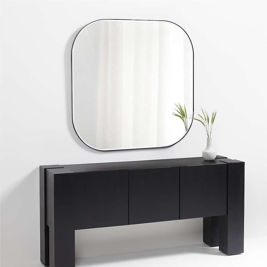 Edge Black Rounded Square Wall Mirror
