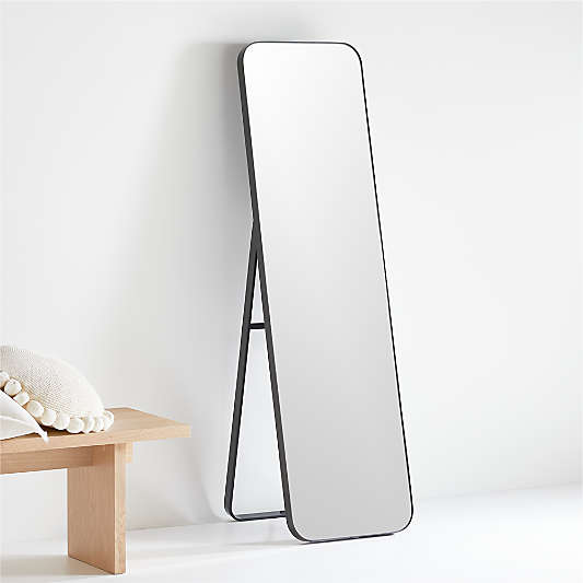 Edge Medium Black Rectangle Standing Mirror 19.8"x66.5"