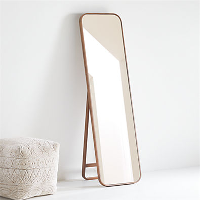 View Edge Medium Walnut Rectangle Standing Mirror 18"x64" details