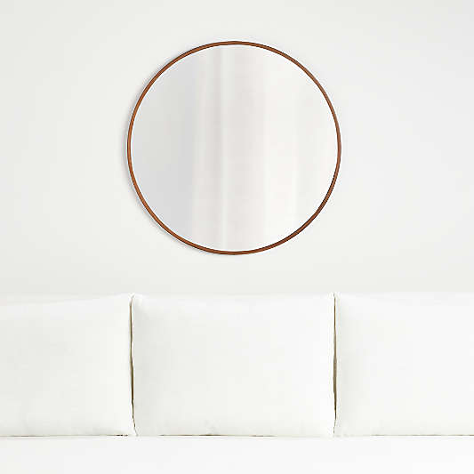 Edge Small Walnut Round Wall Mirror 30"