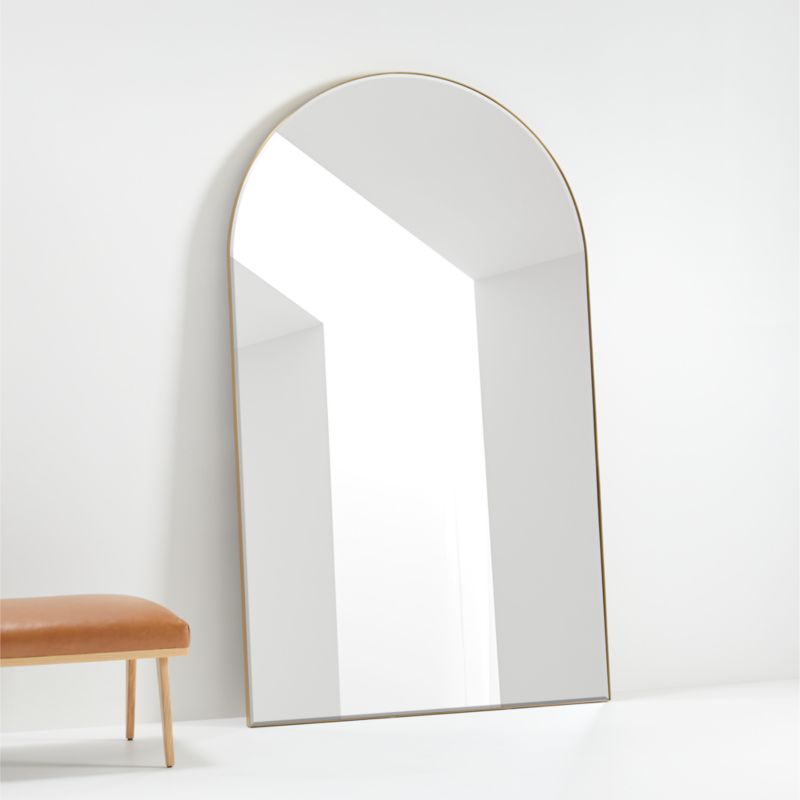 Edge Extra-Large Brass Arch Floor Mirror 48"x80"