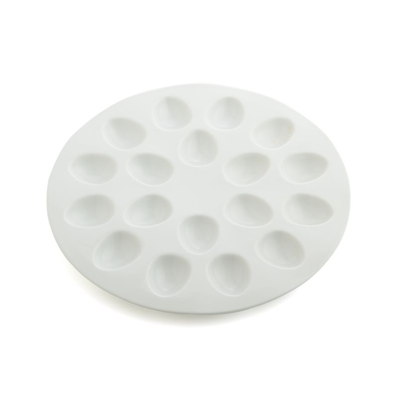 White Ceramic Deviled Egg Serving Platter