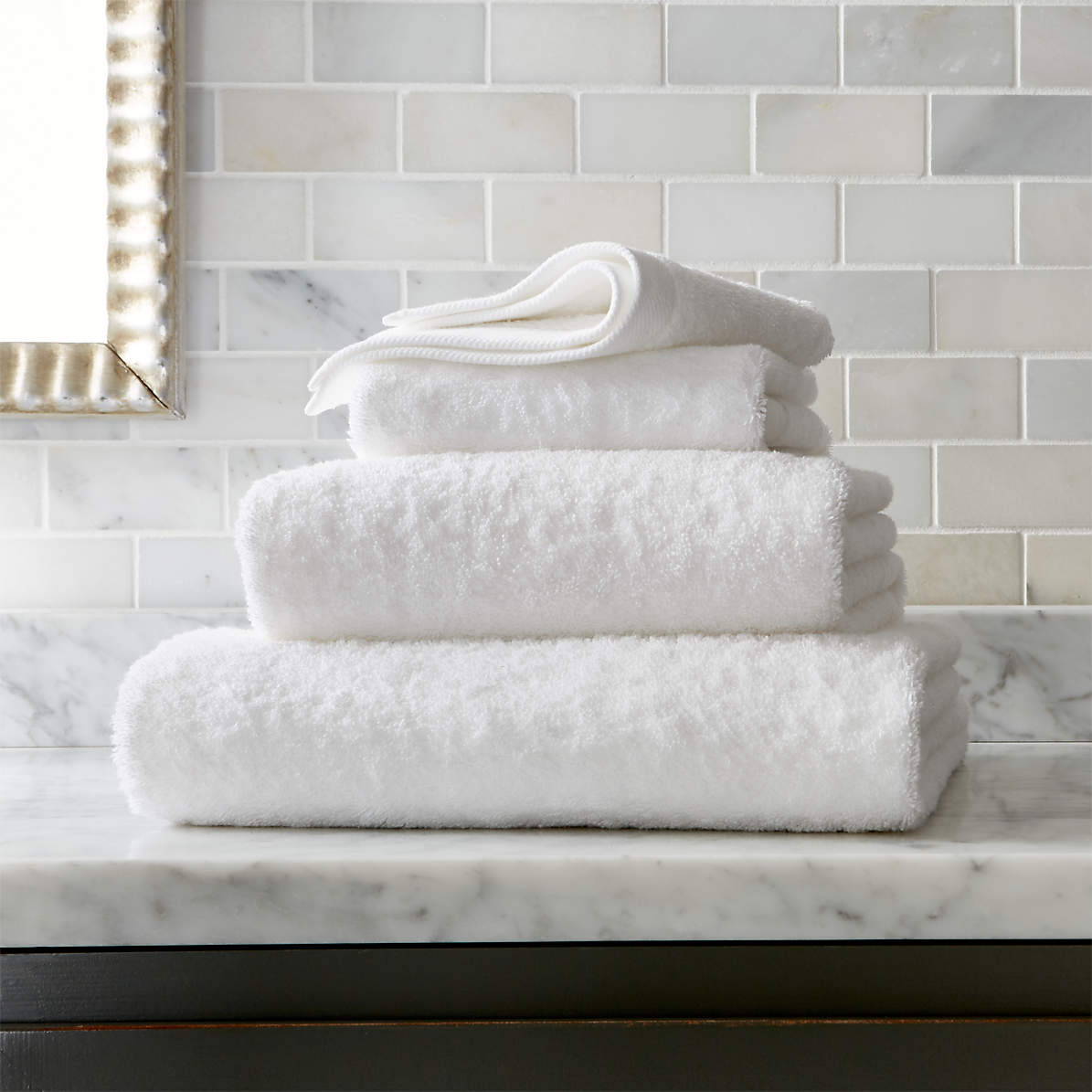 white bath towels