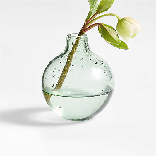 Eider Round Smoke Green Glass Bud Vase 3"