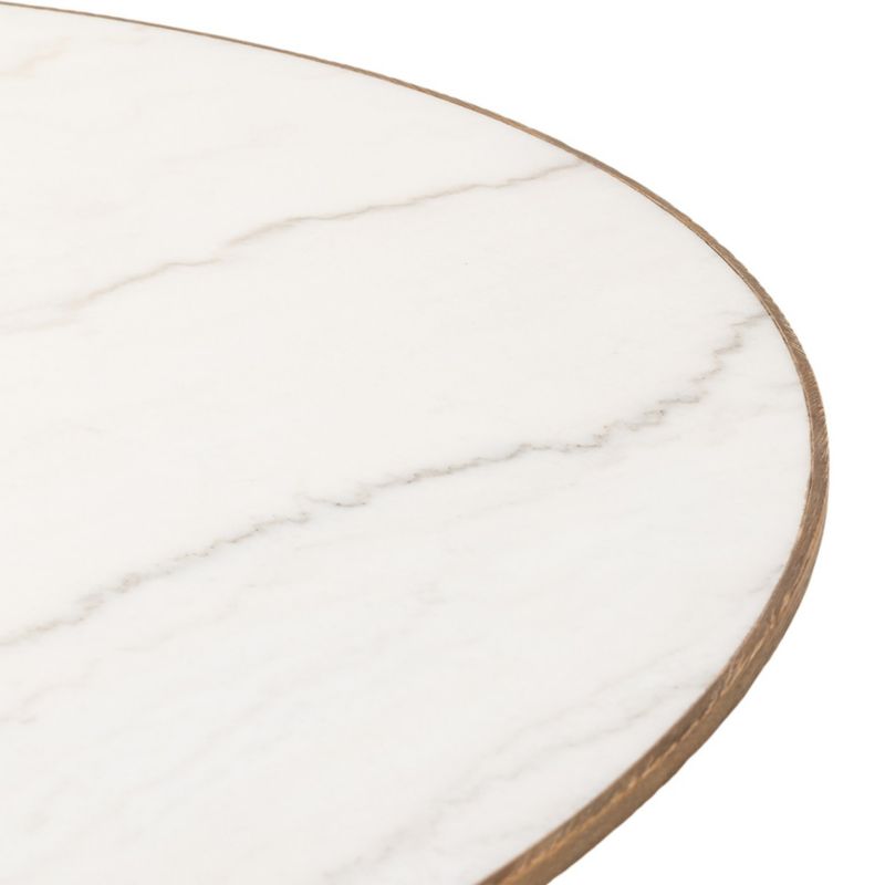 Eila 53" White Round Marble Dining Table With Smoked Oak Base - image 3 of 5