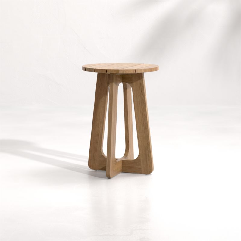 Ekland Tall Teak Nesting Table | Crate & Barrel