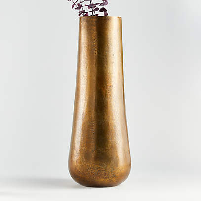Element Metal Antiqued Brass Vase + Reviews | Crate & Barrel