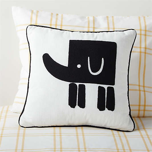 Black and White Elephant Comma Kids Throw Pillow