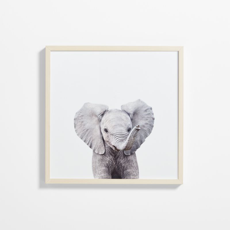 Baby Elephant Maple Wood Framed Wall Art Print - image 0 of 7