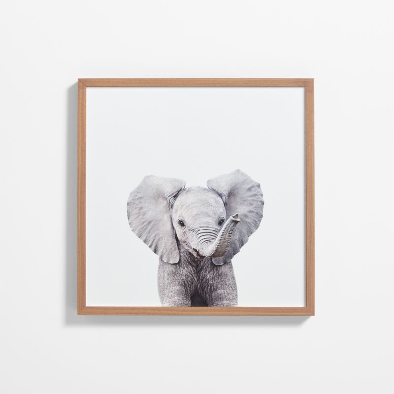 Baby Elephant Walnut Wood Framed Wall Art Print - image 0 of 7