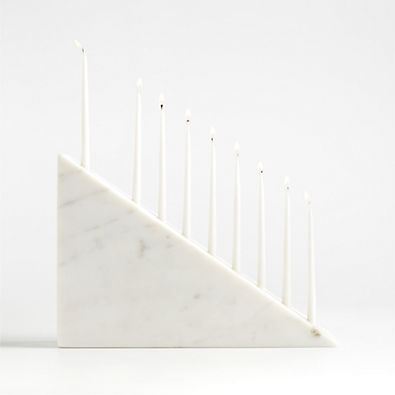 View Elevation White Marble Hanukkah Menorah details