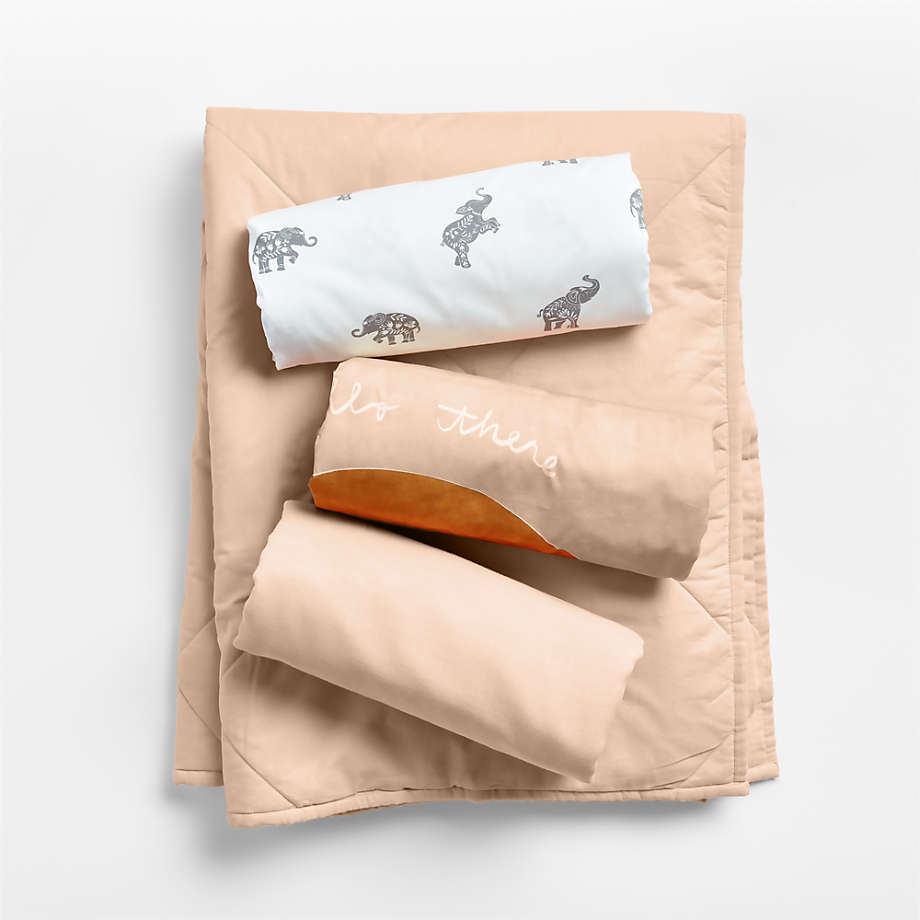 Supersoft Elegant Pink Cotton Gauze Baby Bedding Bundle Set Crate & Kids