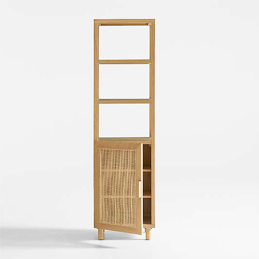 Eli Natural Oak Wood Bathroom Storage Tower