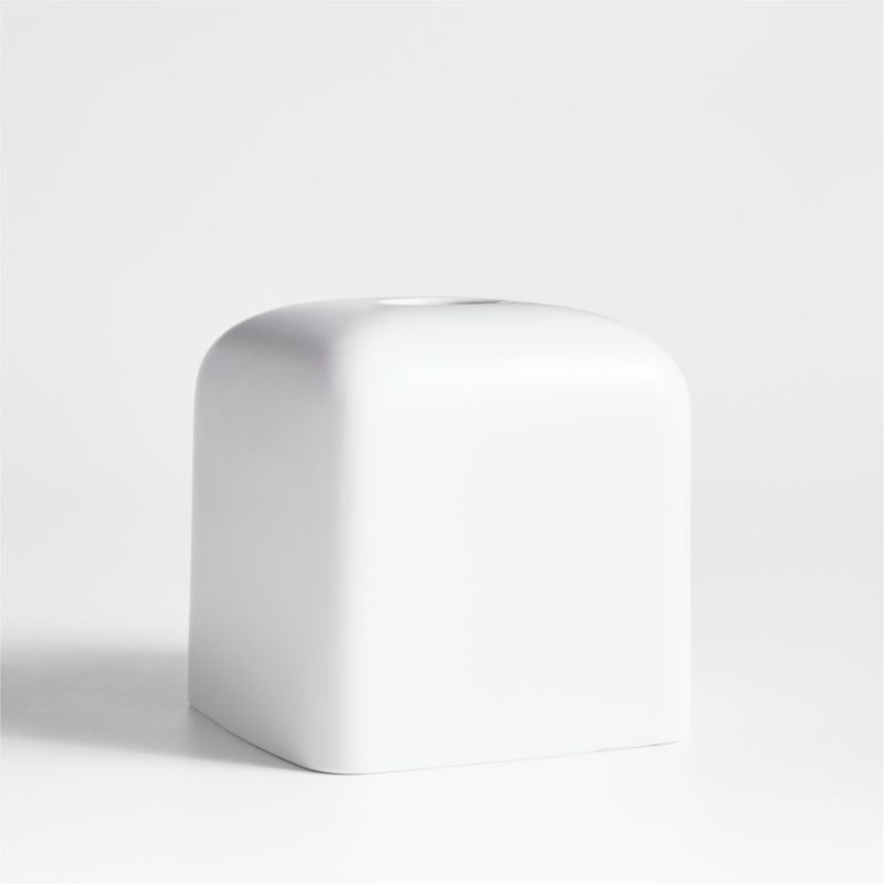 Eli White Ceramic Square Tissue Box Cover