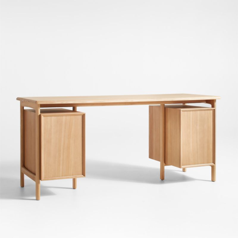 Elias 66" Natural Elm Wood Desk with File Cabinet - image 7 of 12