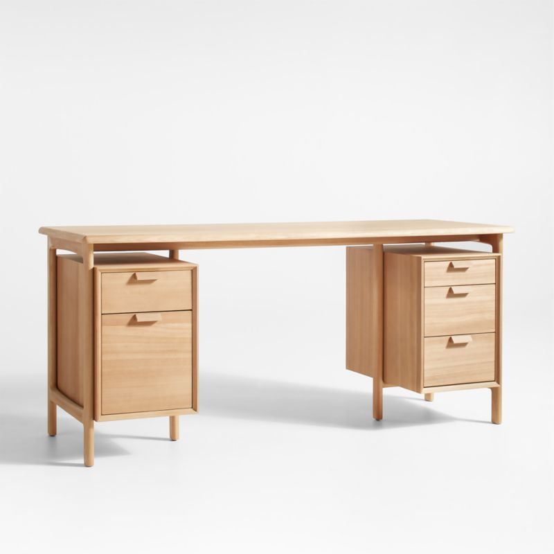 Elias 66" Natural Elm Wood Desk with File Cabinet - image 5 of 12