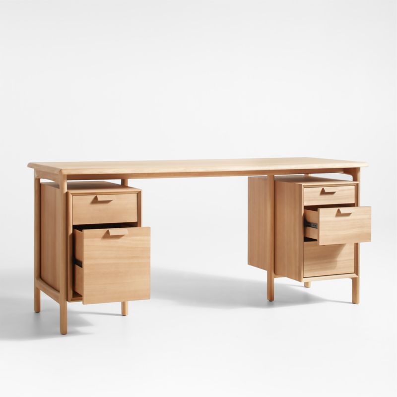 Elias 66" Natural Elm Wood Desk with File Cabinet - image 6 of 12