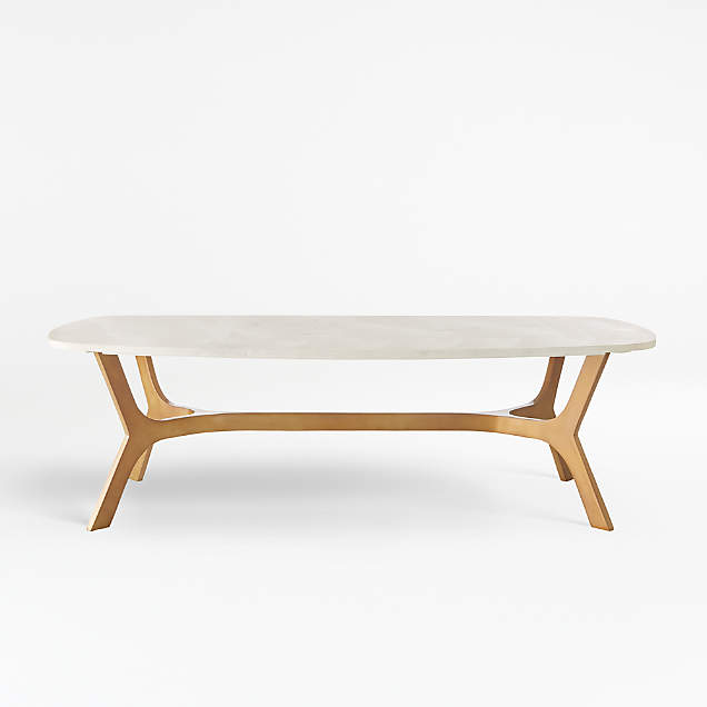 Damen Marble Coffee Table with Brass Base | Crate & Barrel