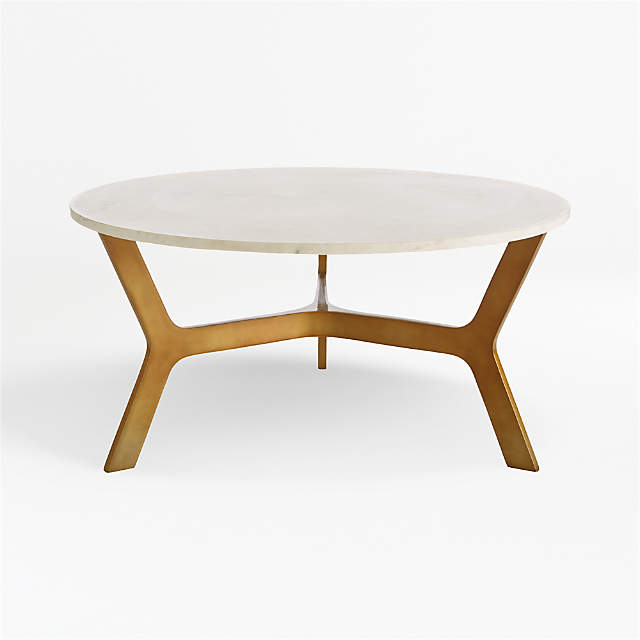 Elke Round Marble Coffee Table With, Round Brass Coffee Table