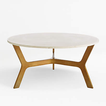 Elke Round Marble Coffee Table With, Marble Top Brass Base Coffee Table