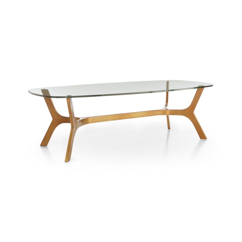 Elke Rectangular Glass Coffee Table with Brass Base
