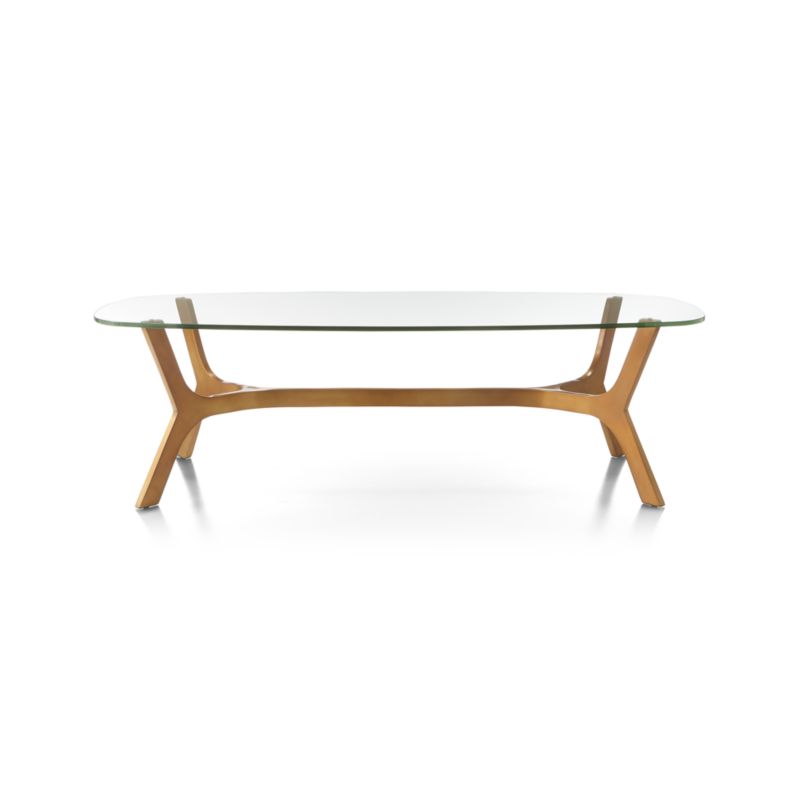 Elke Rectangular Glass Coffee Table with Brass Base