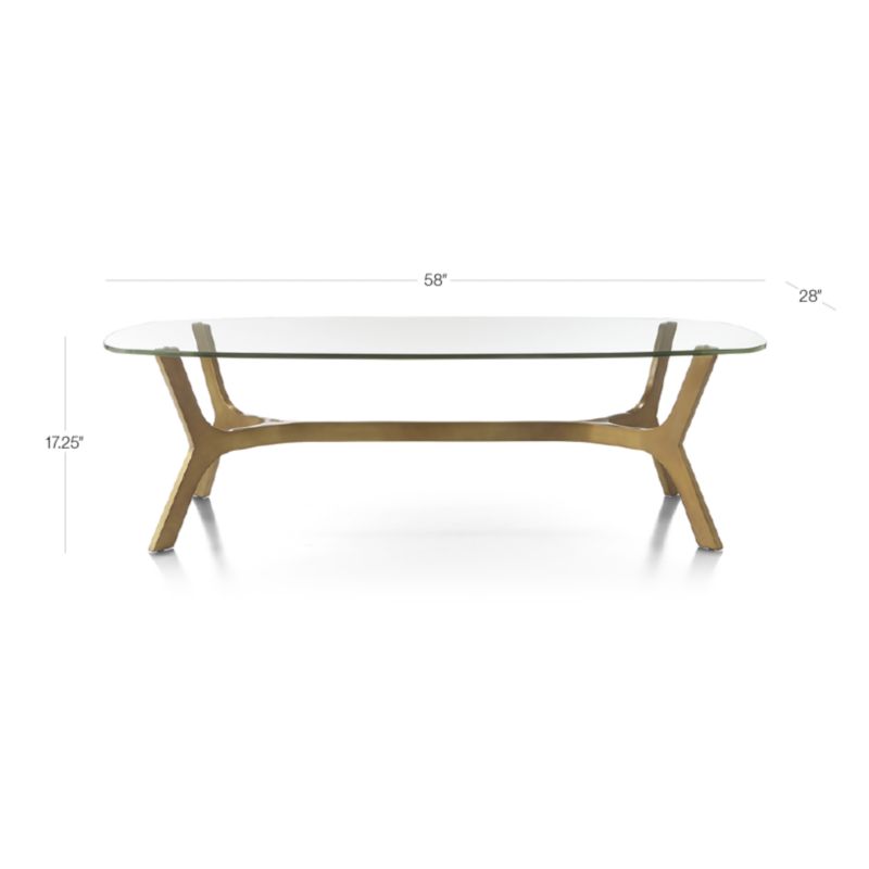 Elke Rectangular Glass Coffee Table with Brass Base