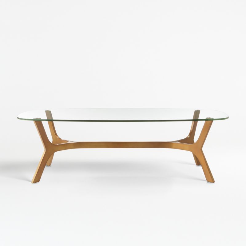 Elke Rectangular Glass Coffee Table with Brass Base