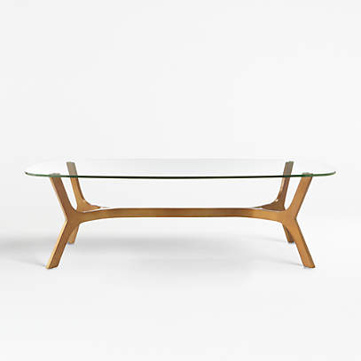 Elke Rectangular Glass Coffee Table, Glass Coffee Table With Branch Base