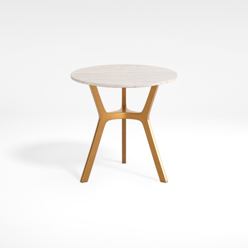 Elke Round Brown Marble End Table with Brass Base - image 2 of 6